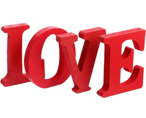 lot 3556 image: BinaryABC Valentines Day Wooden Block Love Sign,Valentines Day Table Love Signs,Valentines Day Wedding Home Decor,4Pcs(Red) - Retail $0