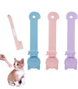 lot 3561 image: Gosknor 3pcs Cat Strip Feeders with 1pc Can Spoon, Multifunctional Cat Treat Squeeze Spoon Lickable Wet Food Feeding Dispenser Happy for Kitten Liquid Snack (Pink, Blue, Purple) - Retail $0