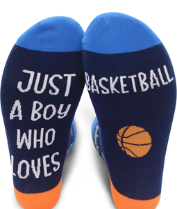 lot 3573 image: Just A Boy Who Loves Basketball Socks - Birthday Christmas Funny Gifts For Teen Boys, Novelty Gifts For Basketball Lover, Basketball Player, Sports Lover, 1 Pairs. (106) - Retail $0