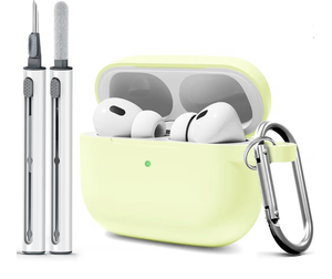 lot 3574 image: for AirPods Pro Case Cover with Cleaner Kit,Soft Silicone Case for Apple AirPod Pro 1st2nd Generation,AirPods ProPro 2 Case Accessories with Keychain-Glow Green - Retail $0