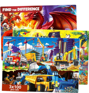 lot 3579 image: QUOKKA 100 Piece Puzzles for Kids Ages 4-6 �� 3 Floor Puzzles for Toddlers 3-5 �� Toy for Learning Pirates & Constructions & Animals for 6-8 yo �� Jigsaw Toddler Game for Boy and Girl - Retail $0