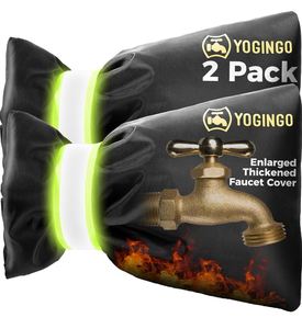 lot 3596 image: Outdoor Faucet Covers for Winter Freeze Protection, Hose Bib Covers for Winter, Water Spigot Cover Winter Insulated, 2 Pack 6.7 x 9.5 Pipe Wrap Insulation Cover Socks Outside Faucet Freeze Protector - Retail $0