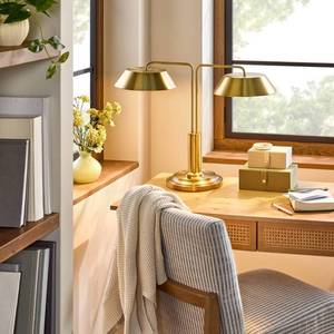 lot 3609 image: Brass Double-Shaded Table Lamp - Hearth & Hand with Magnolia - Retail $80