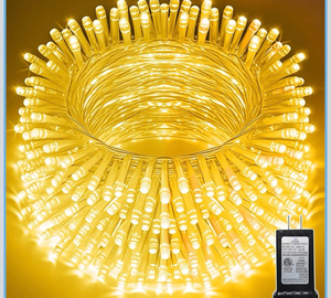 lot 3631 image: 98 FT 300 LED String Lights Outdoor Indoor, Christams String Lights Waterproof 8 Modes & Timer, Fairy Lights Plug in for Bedroom, Weeding, Patio, Party, Holiday,Christmas Decor (Warm White) - Retail $0