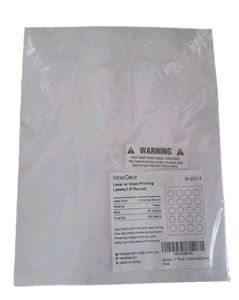 lot 3642 image: MaxGear 1.5 Round Printable Sticker Labels White, Inkjet Laser, 30 Sheets, 600 - Retail $0