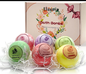 lot 3652 image: Bath Bombs Set,100g6pcs with LavenderPeppermintOrangeEucalyptusRoseWaterme - Retail $0