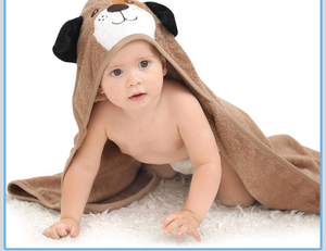 lot 3654 image: Touchat Hooded Baby Towels, Soft and Hypoallergenic Baby Bath Towels with Hood for Toddler Infant Newborn, Large and Absorbent Toddler Towels for Baby Boy Girl (Puppy, 35.1x35.1) - Retail $0