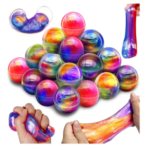 lot 3662 image: 28 Pack Galaxy Slime Eggs Easter Basket Stuffers Easter Eggs Toys for Kids Boys Girls Non-Sticky Stress Relief Fidget Toys Easter Gifts for Classroom Exchange Slime Egg Ball Party Favors - Retail $0