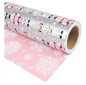 lot 3668 image: Christmas Wrapping Paper Roll - Mini Roll - Reversible Gift Wrap with Nutcracker and Snowflake - Perfect for Christmas,Party, Birthday - 17 Inch X 33 Feet - Retail $0