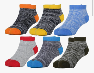 lot 3673 image: Boys Girls Low Cut Socks Kids Half Cushion Athletic Ankle Cotton Socks -6 Pairs - Retail $0