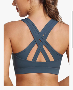 lot 3677 image: Sports Bras for Women High Support, Molded Cup High Impact Criss Cross Back Workout Yoga Bra No Removable Padded Bra XL - Retail $0