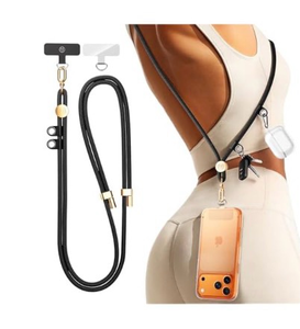 lot 3685 image: Manna Joy Phone Lanyard Crossbody with 2 Hanging Loops Metal Buckle Adjustable Skin-Friendly Cell Phone Strap for iPhone Around,Hands-Free Universal Anti Theft Neck Lanyards For Outdoor,Black Gold - Retail $0