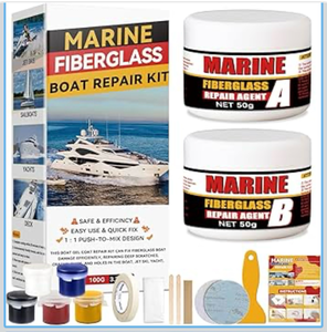 lot 3701 image: Bondtech Marine Fiberglass Repair Kit for Boats, Multi-Functional Gel Coat Repair Kit for Boats, Surfboards, Kayaks, Fix Holes, Chips, Scratches, Deep Cracks with Color Match - Retail $0