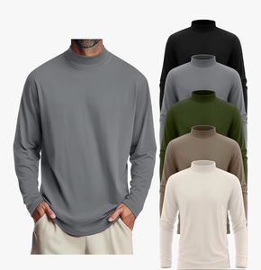 lot 3705 image: Evervibe 5 Pack Mens Big and Tall Mock Turtleneck Long Sleeve Shirts Plus Size Basic Casual Thermal Pullover Tops - Retail $0