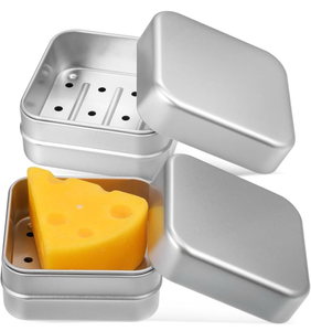 lot 3718 image: Amosfun 2pcs Aluminum Travel Soap Case Container with Lid Portable Self-Draining Square Holder Soap Box 3 x 3 x 1.5 Inch - Retail $0