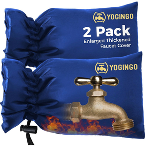 lot 3722 image: Outdoor Faucet Covers for Freeze Protection, 2 Pack 6.7 x 9.5 Blue Hose Bib Insulated Socks, Water Spigot Winter Protector - Retail $0