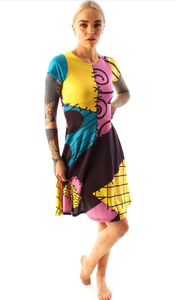 lot 3726 image: Disney Nightmare Before Christmas Womens Sally Costume Dress-up Halloween Party Outfit Cosplay Dress Themed Apparel - Retail $0