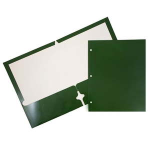lot 3727 image: JAM Paper Glossy 3 Hole Punch Folders  Green  6Pack - Retail $26