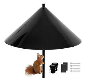 lot 3742 image: Squirrel Baffle,19-Inch Squirrel Baffle for Bird Feeder Pole,Squirrel-Proofs for Outdoor Shepherds Hooks��Outside Pole Mount Squirrels Guard (Black) - Retail $0