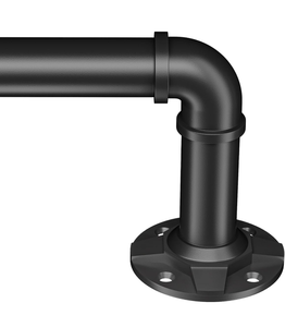 lot 3750 image: Black 1-inch diameter curtain rod suitable for windows 48-86wide, adjustable curtain rod, modern minimalist design, indooroutdoor use, 32-86 long - Retail $0