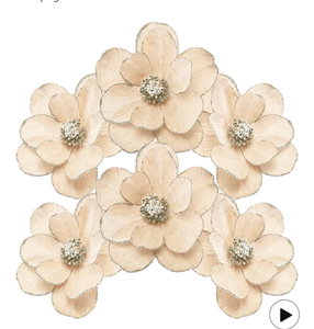 lot 3759 image: Sea Team 6-Pack Artificial Christmas Flower Ornaments, Flocked Fabric Magnolia with Glitter, Floral Decorations for Christmas Tree, Wreath, Garland, 10-Inch, Champagne - Retail $0