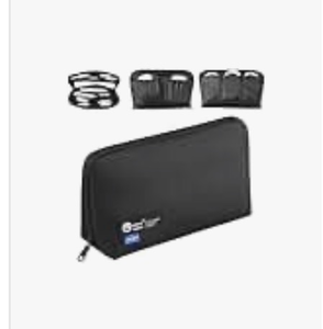 lot 3792 image: Travel Essentials Tech Pouch Electronics Organizer Case with Removable Dividers for Chargers, Cables & Accessories Portable (Black) - Retail $0
