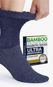 lot 3820 image: Pembrook Diabetic Socks for Women - 6 Pairs Cable Knit Viscose Bamboo Socks Woman, Non-Binding Top, Moisture-Wicking - Retail $0