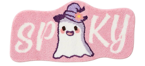 lot 3824 image: Mindsoft Halloween Bath Rugs 16 x 31 Inch Pink Ghost Bath Mat Non Slip Water Absorbent Decorative Boo Mat Washable Gothic Bathroom Rug for Halloween Indoor Living Room Bedroom Kitchen Decor - Retail $0