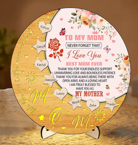 lot 3846 image: DIY To My Mom Led Moon Sign Lamp with 20 Small Wood Piece Funny Mother Wooden Sign We Love You To The Moon And Back Plaque Decor Gifts For Mum From Daughter Son Birthday Xmas (style 5) - Retail $0