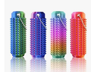 lot 3858 image: Little Ouchies Pain Fidget,Portable Stim Tool,3D Printed with Hard Spiky Fidget Massage Keychain (4pcs-a) - Retail $0