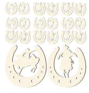 lot 3859 image: 24pcs Unfinished Wooden Horseshoe Cutouts DIY Wooden Chips for Painting and Handmade Crafts Party Decorations - Retail $0
