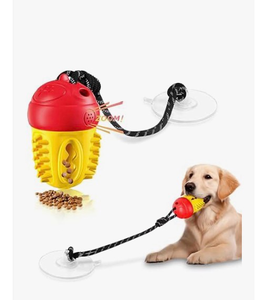 lot 3860 image: Duocharm Interactive Dog Toys Tug of War,Dog Puzzle Toy Squeaky for Medium Small Breed Mental Stimulation,Indestructible Food Dispensing Dog Toy to Keep Busy,Red Yellow - Retail $0