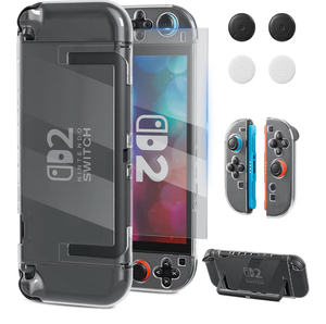 lot 3866 image: RHOTALL Clear Protective Case Cover Shell for Nintendo Switch 2(2025),Full Dockable Slim Transparent Hard PC Protection Accessories Case for Switch 2 with Anti-Scratch Screen Protector,4 Thumb Grip - Retail $0