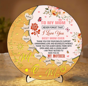 lot 3885 image: DIY To My Mom Led Moon Sign Lamp with 20 Small Wood Piece Funny Mother Wooden Sign We Love You To The Moon And Back Plaque Decor Gifts For Mum From Daughter Son Birthday Xmas (style 5) - Retail $0