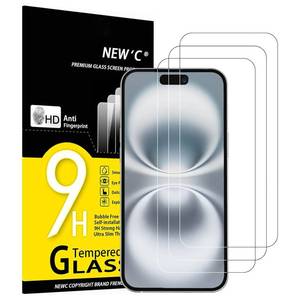 lot 3886 image: NEWC 3 Pack Designed for iPhone 16 Plus Screen Protector (6.7 inches), Enhanced Tempered Glass Protection, Case Friendly Scratch-proof, Bubble Free, Ultra Resistant