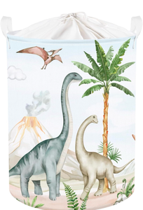 lot 3898 image: Clastyle Large Dinosaur Kid Storage Basket Baby Laundry Hamper Palm Tree Boy Gift Toy Box Collapsible Clothes Organizer Nursery Bin for Bedroom, Volcano, 36  45 cm - Retail $0