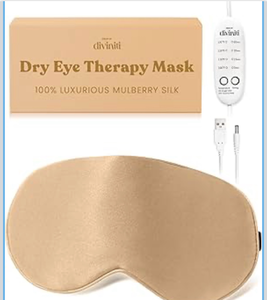 lot 3899 image: Heated Eye Mask for Dry Eye Relief - Stye Treatment, Warm Compress for Eyes, Sinus Mask, Electric Warming Patch - Champagne - Retail $0
