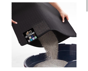 lot 3924 image: GORILLA GRIP Honeycomb Cat Litter Box Mat, Two Layer Trapping Waste Mats, Soft On Paws, Litter Box Supplies and Essentials for Indoor Cats, Traps Excess, Water Resistant for Floors, 30x24 Black - Retail $0