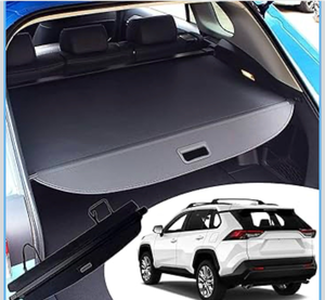 lot 3952 image: kaungka Cargo Cover Compatible with 2019-2024 Toyota Rav4 Retractable Trunk Shielding Shade Black(Updated Version There is No Gap Between The Back Seats and The Cover) - Retail $0