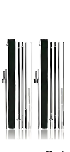 lot 3967 image: Case of 5 Flags only Feather Flag Pole Kit 15ft Tall 2 Pack with 12ft Tall Now Open Flags Feather Banner Advertising Open Flags for Business Grand Opening Signs Fiberglass Swooper Flag Poles with Heavy Duty Ground Spikes - Retail $0