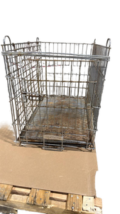 lot 3971 image: (Used) Stainless Steel Wire Pet Crate with Carrying Handles - Retail $45