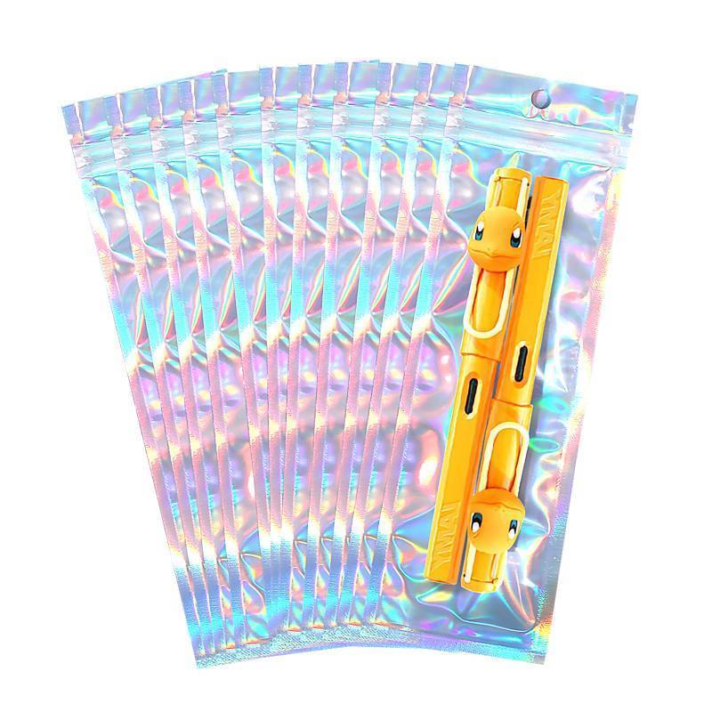 lot 16345 image: 2.7x9 Inch Holographic Pen Bags - Resealable Smell-Proof Packaging Bags for Party Favors, Food Storage, Cosmetics, Jewelry, Craft Supplies & Lip gloss - Retail $7