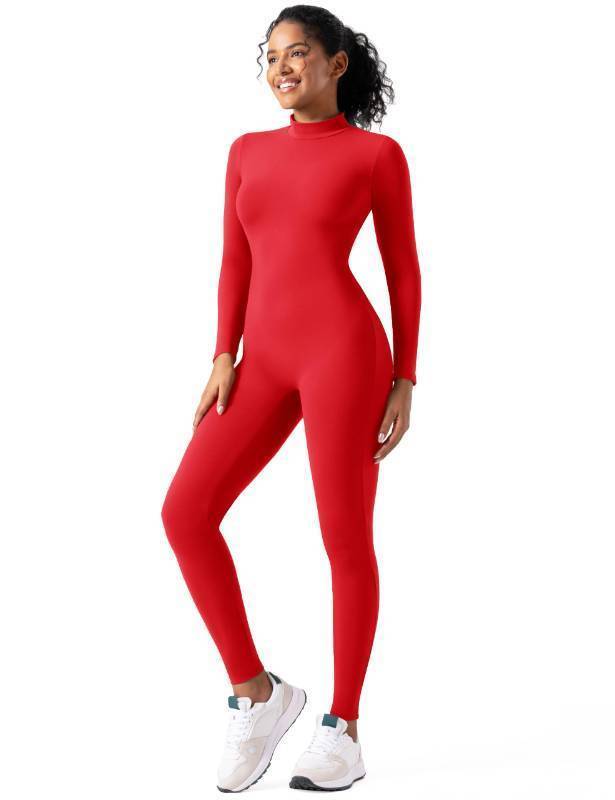 lot 16363 image: Women Bodysuit Rompers Long Sleeve Jumpsuits Leotards One Piece Tummy Control Yoga Workout Outfits Sculpting Zip-Up Romper for Pilates, Praise Dance, Stage Performance, or Fitness Class Wear(s) - Retail $37