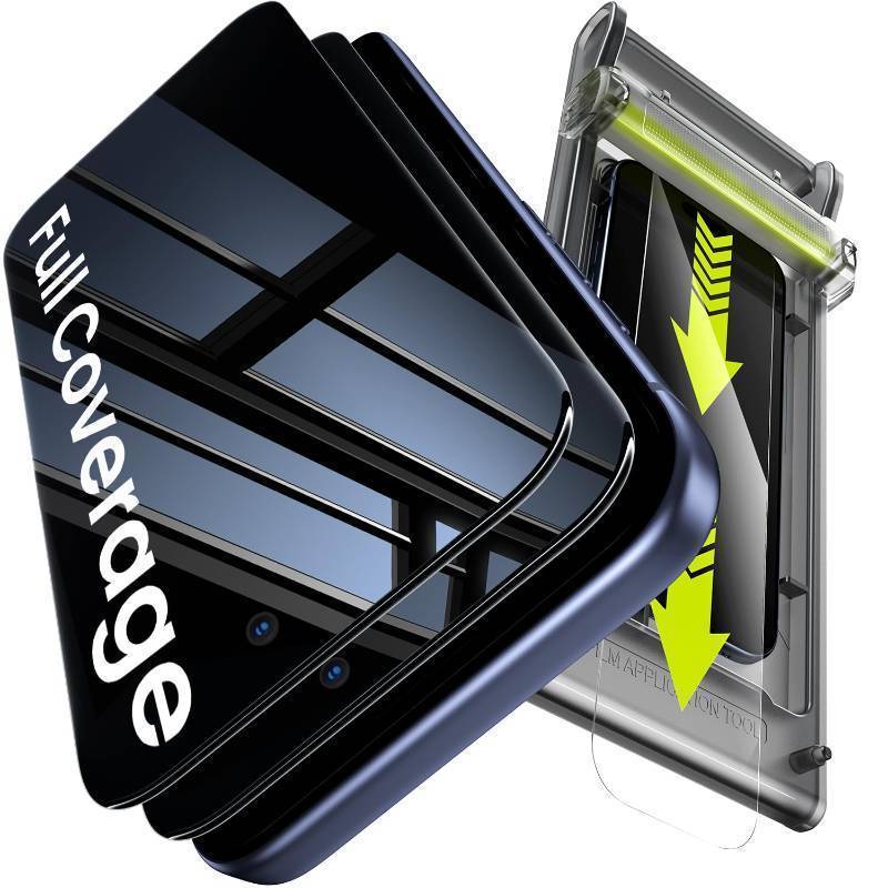 lot 16370 image: iPhone 17 Pro Max Privacy Screen Protector - 3D Full Coverage, 24° Anti Spy & Auto Installation Full Edge Coverage Case Friendly Fit Tempered Glass Screen Protector 17 ProMax - Retail $24