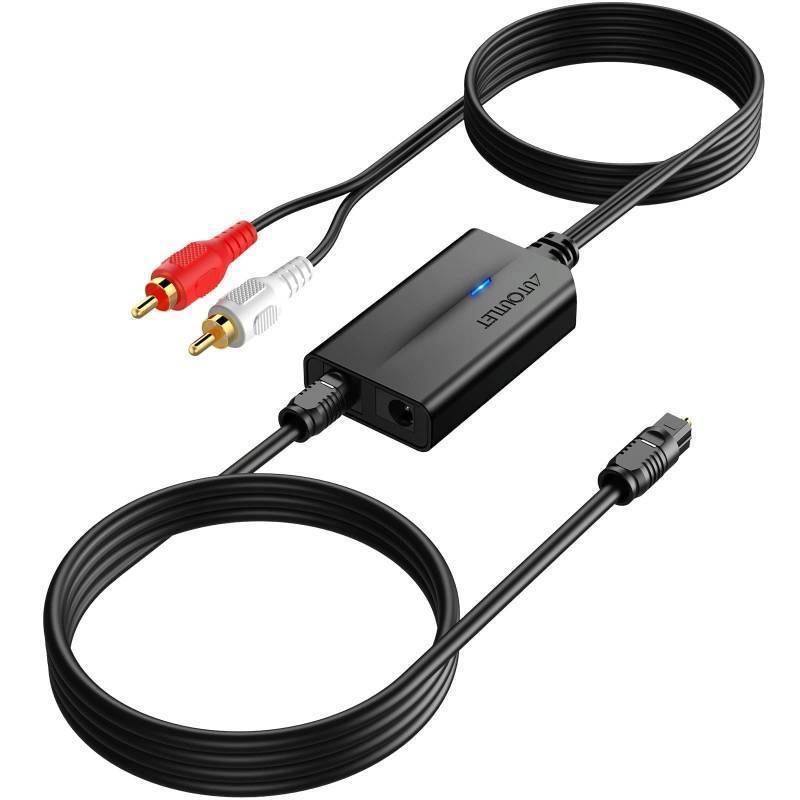 lot 16422 image: 192kHz DAC Digital to Analog Audio Converter 7ft2.1m Digital Audio Optical to RCA Male Cable for HDTV, DVD, Blu-Ray Players and Game Consoles - Retail $14