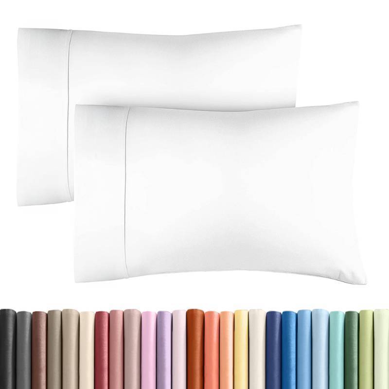 lot 16439 image: Standard Pillow Cases - 2 Pack - Super Soft Pillowcase Covers - Envelope Enclosure - Hotel Quality Pillow Protectors - Wrinkle Free, Shrink and Stain Resistant - Machine Washable - 20 x 26 (White) - Retail $22