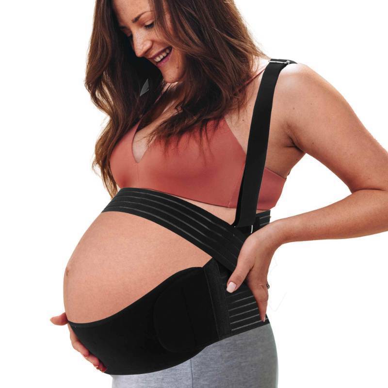 lot 16444 image: Pregnancy Belly Band, Shoulder Strap Belly Support Brace, Pregnancy Support Belt, Lightweight Abdominal Binder, for Abdomen, Black, Small, 1 Set - Retail $18