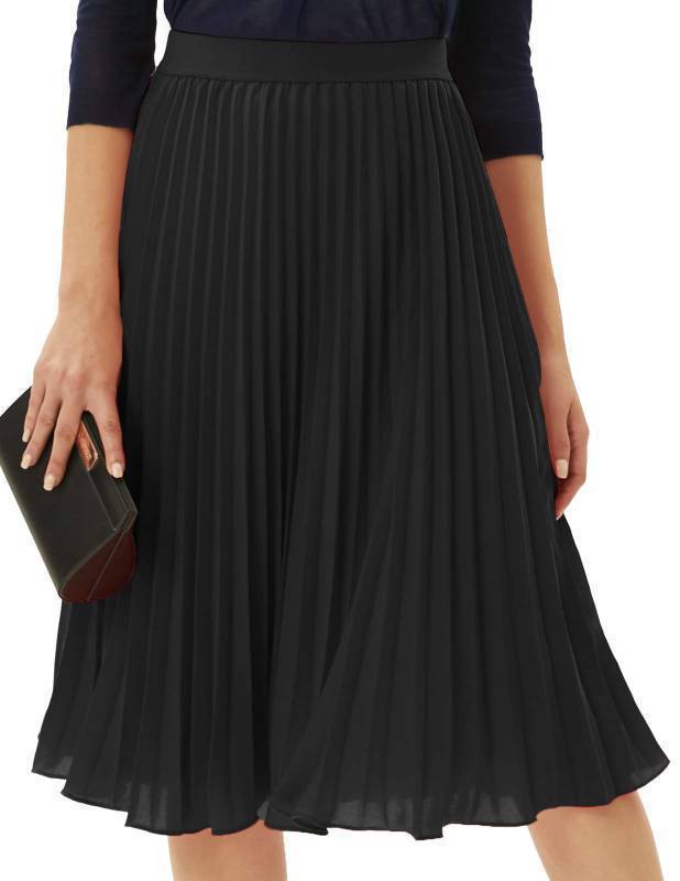 lot 16475 image: GRACE KARIN Womens Elegant High Waist Flared Pleated Swing Long Chiffon Skirt Black S - Retail $24