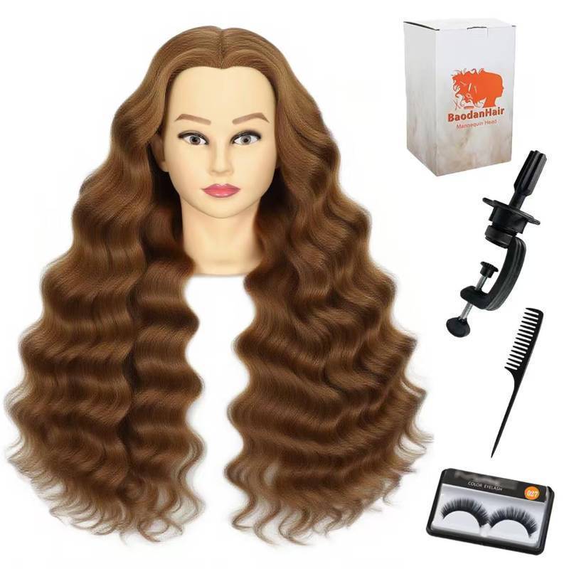 lot 16511 image: Mannequin Head Human Hair for Hairstyling - perming, heat styling, washing, Heat Resistant Doll Head for Cosmetology Students, Professionals & Practice Exams (Blond 27#) - Retail $36