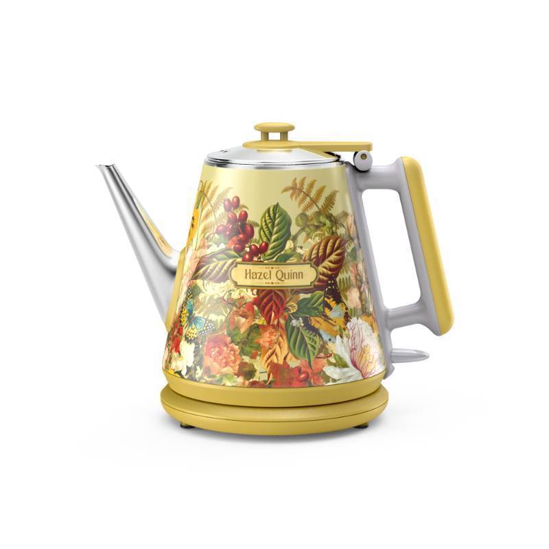 lot 16514 image: Retro X Eduardo Recife Collaboration Electric Kettle- 1 Litres  34 Ounces Retro Small Tea Kettle, Double Wall, 304 Stainless Steel, 800W Fast Boiling, Cordless, BPA-Free, Auto Shut-Off. VISIBLE USE. - Retail $42